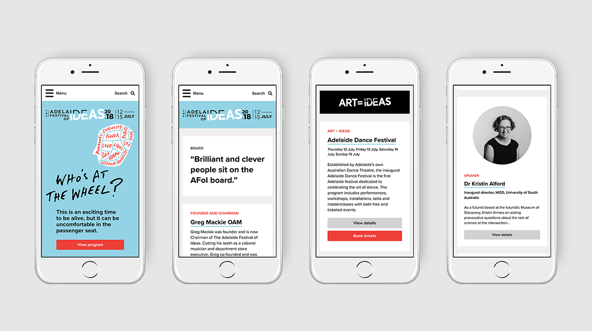 Adelaide Festival of Ideas - Website - Mobile views