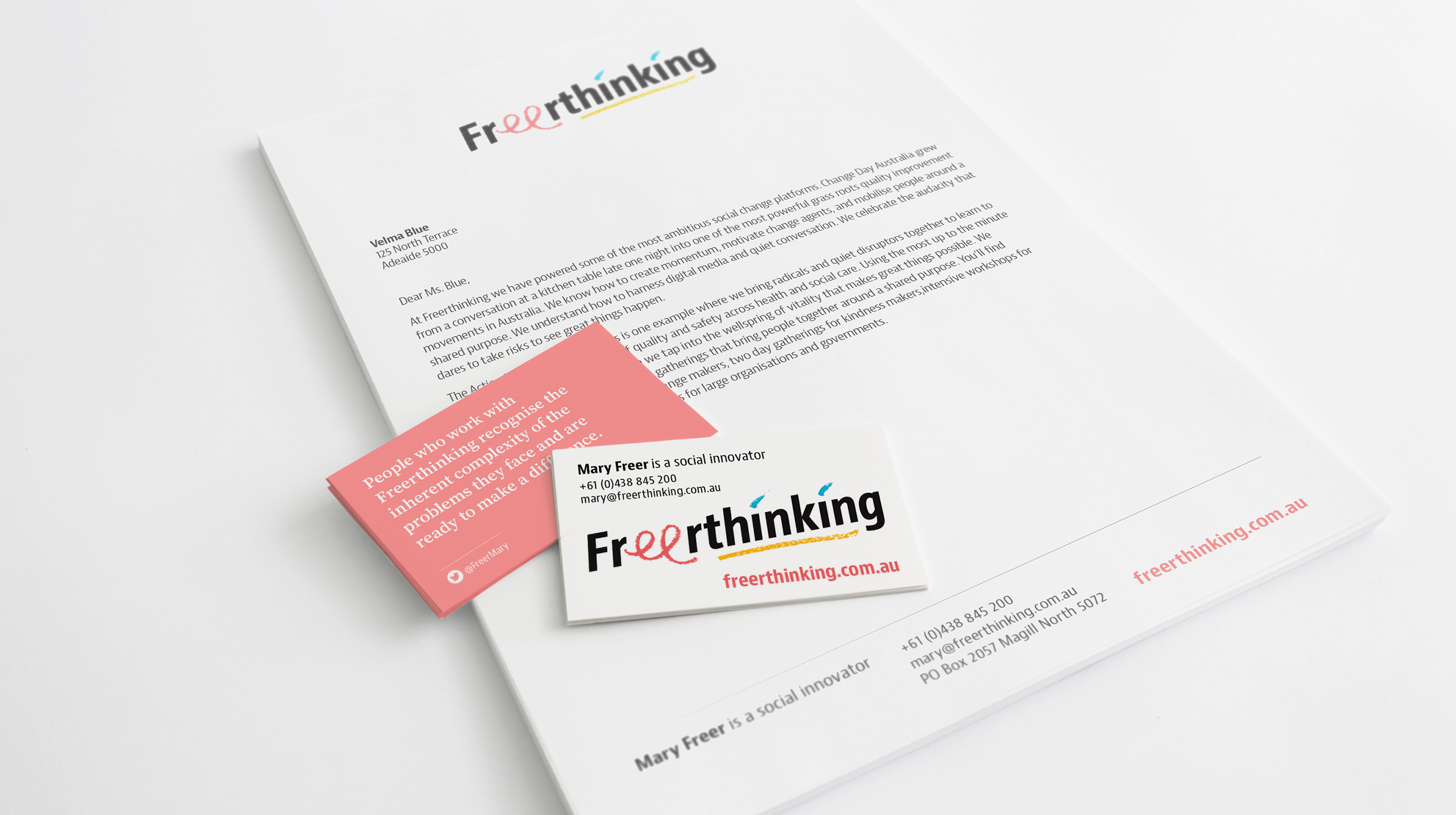 Freerthinking - Business card and letterhead design