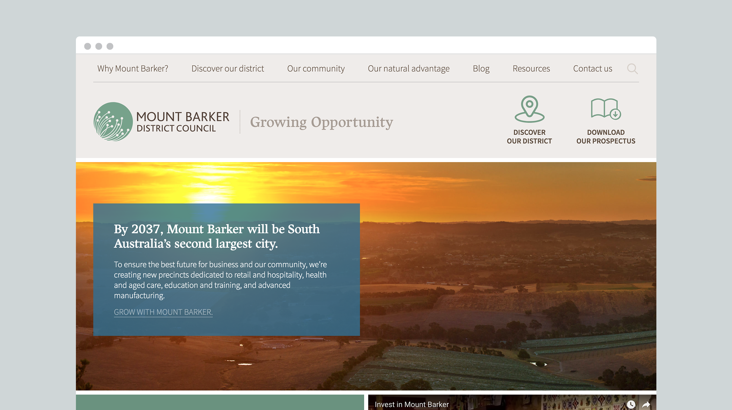 Invest Mount Barker - website homepage