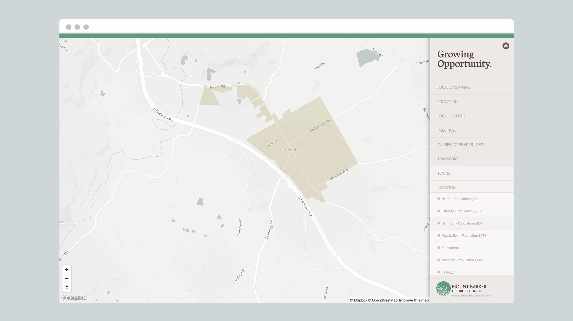 Invest Mount Barker - website - interactive map