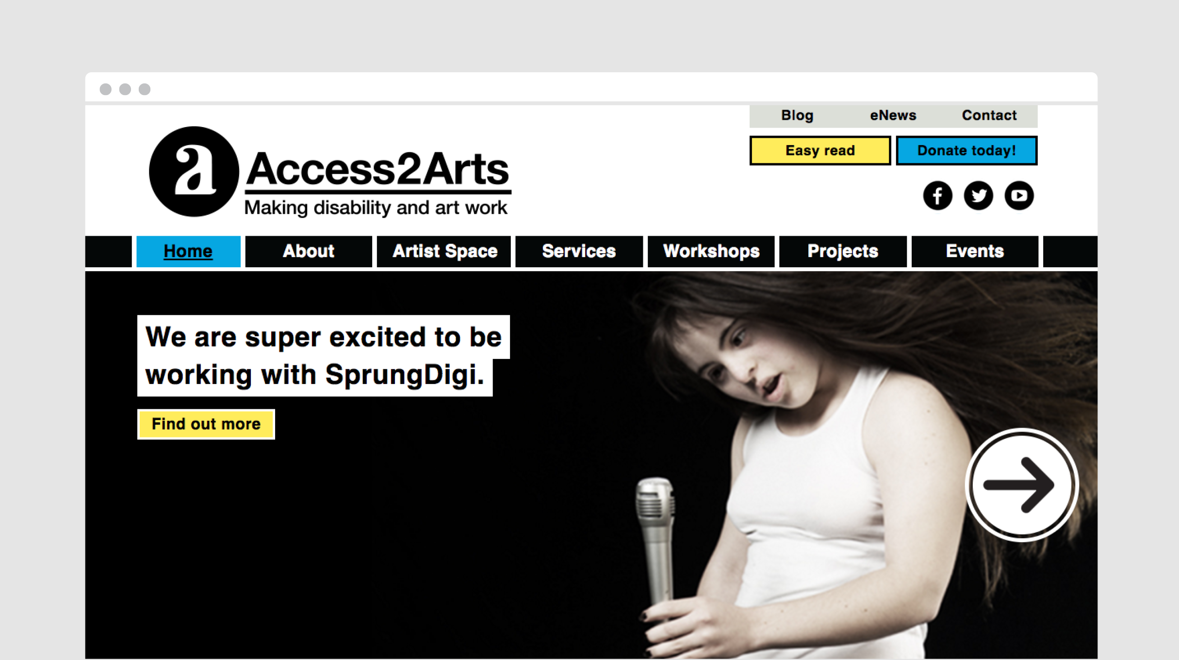 Access2Arts - homepage - desktop