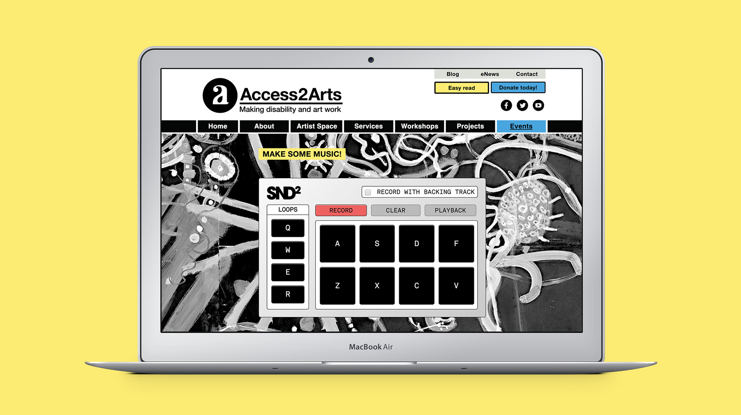 Access2Arts - website - accessible soundboard web application