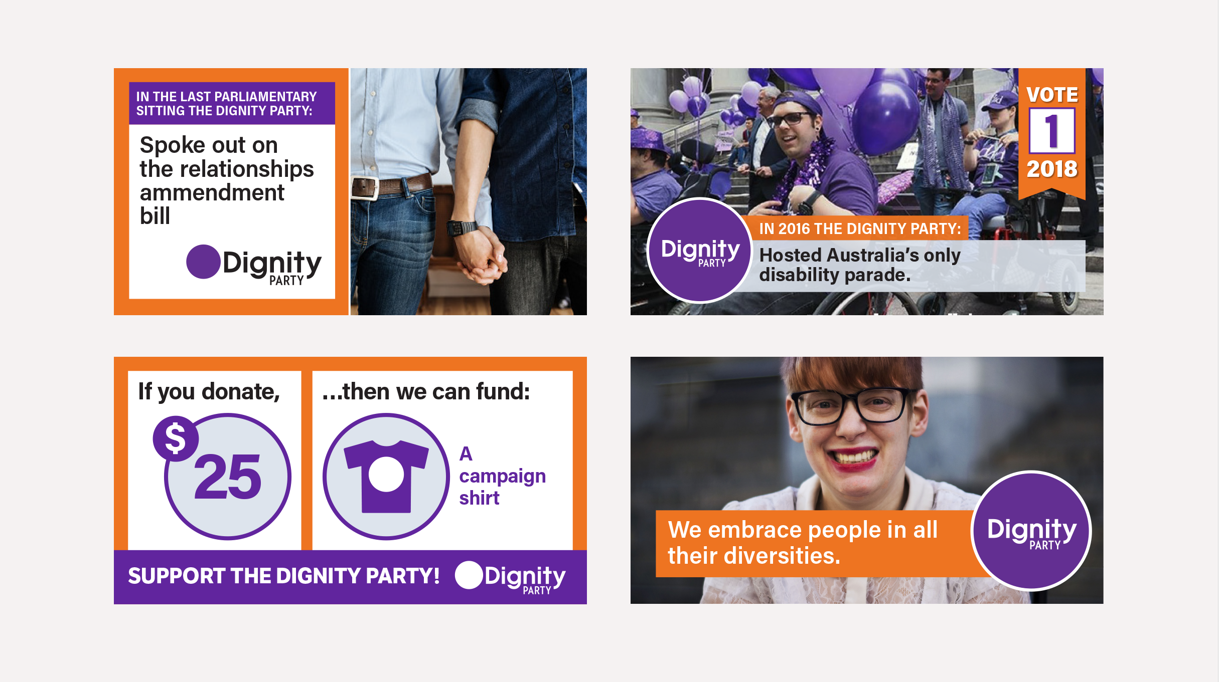 Dignity Party - Social media graphics