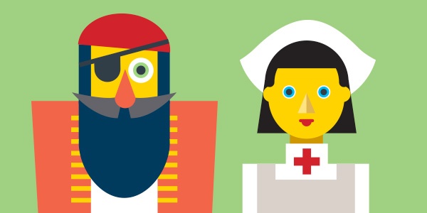 two characters - A pirate and a nurse