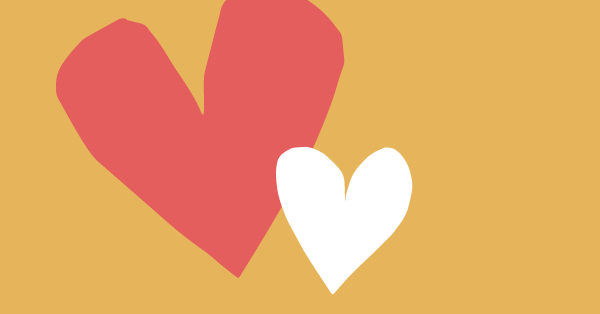 Two hearts on a yellow background