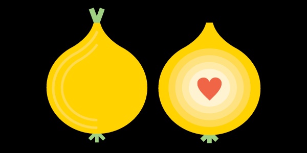An onion containing a heart
