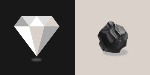On the left; a diamond, on the right; a piece of carbon