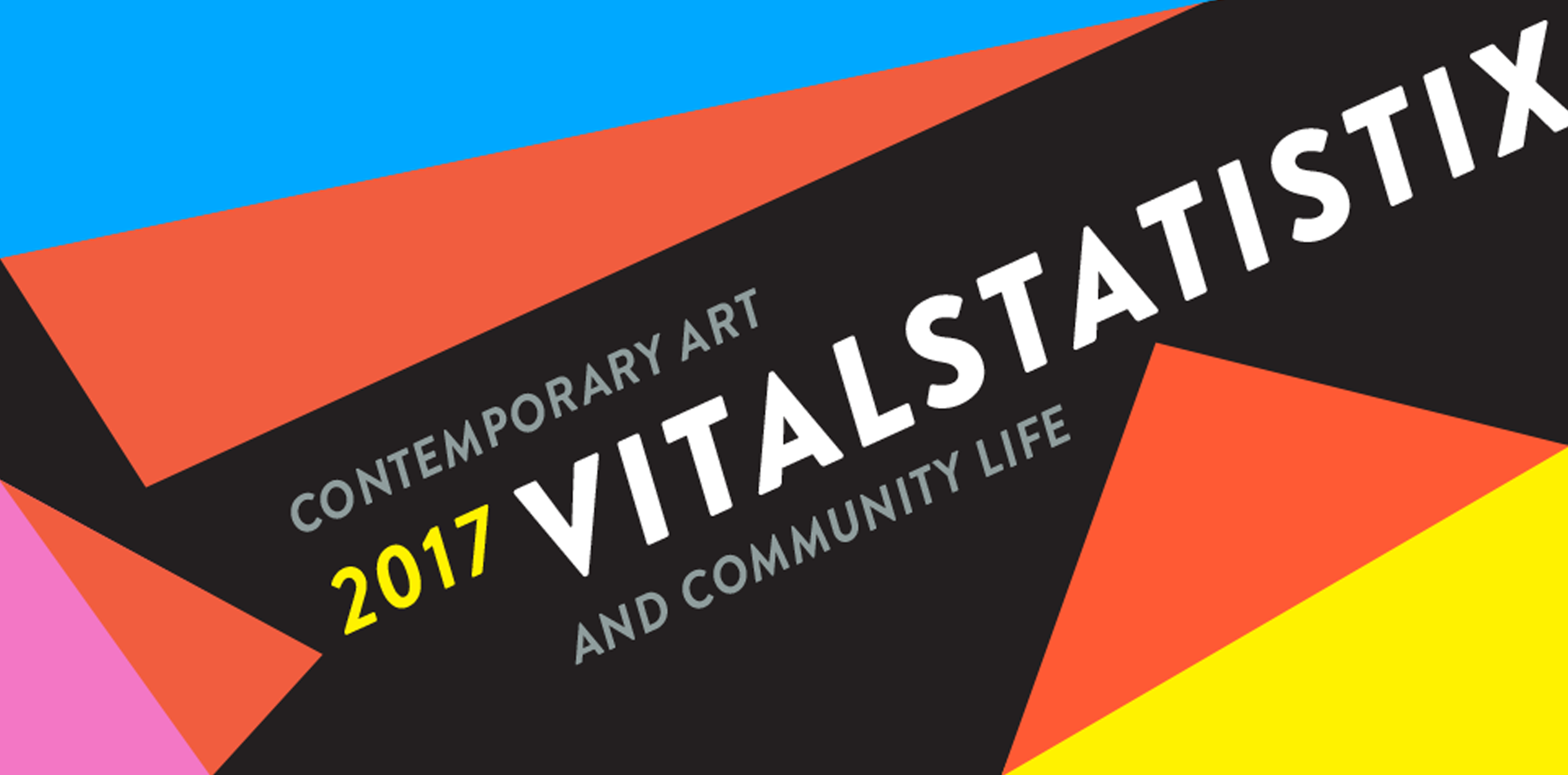 Vitalstatistix banner - bright geometirc shapes on a dark background with 'Vitalstatistix' on a diagonal