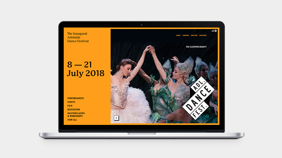 Adelaide Dance Festival - Website - homepage desktop view