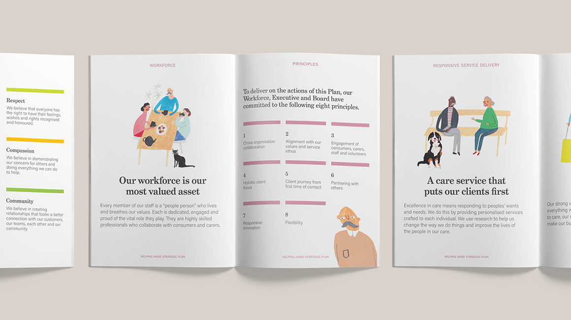 Helping Hand - spreads from the printed strategic plan