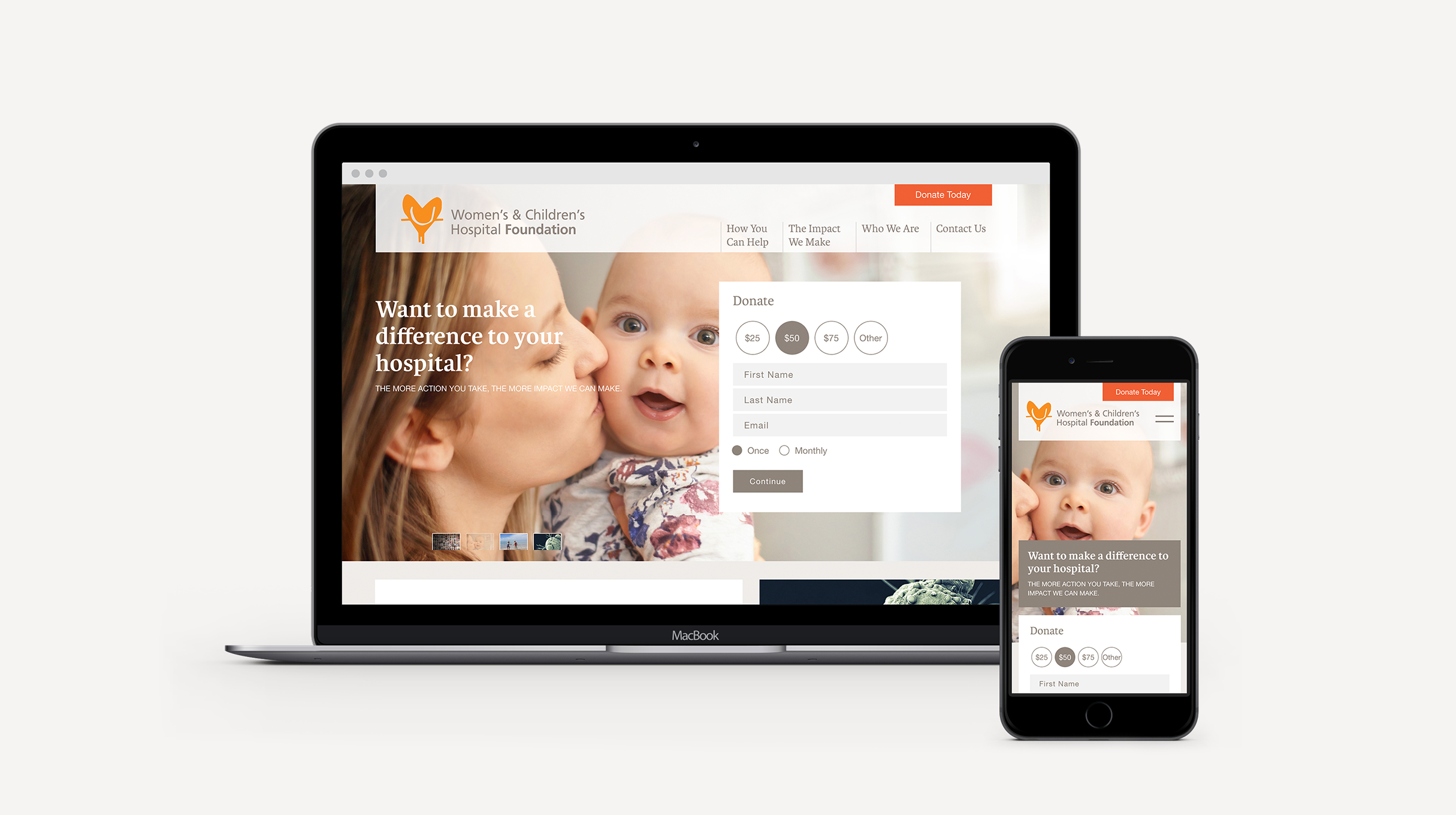 Women's and Children's Hospital Foundation - Homepage on desktop & mobile