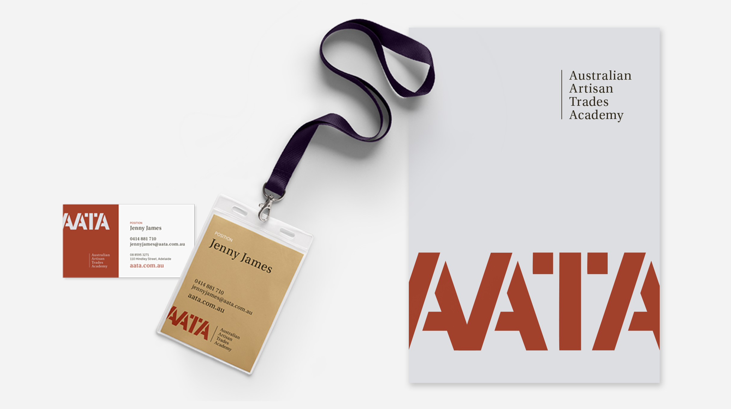 AATA - business card, lanyard and cover page