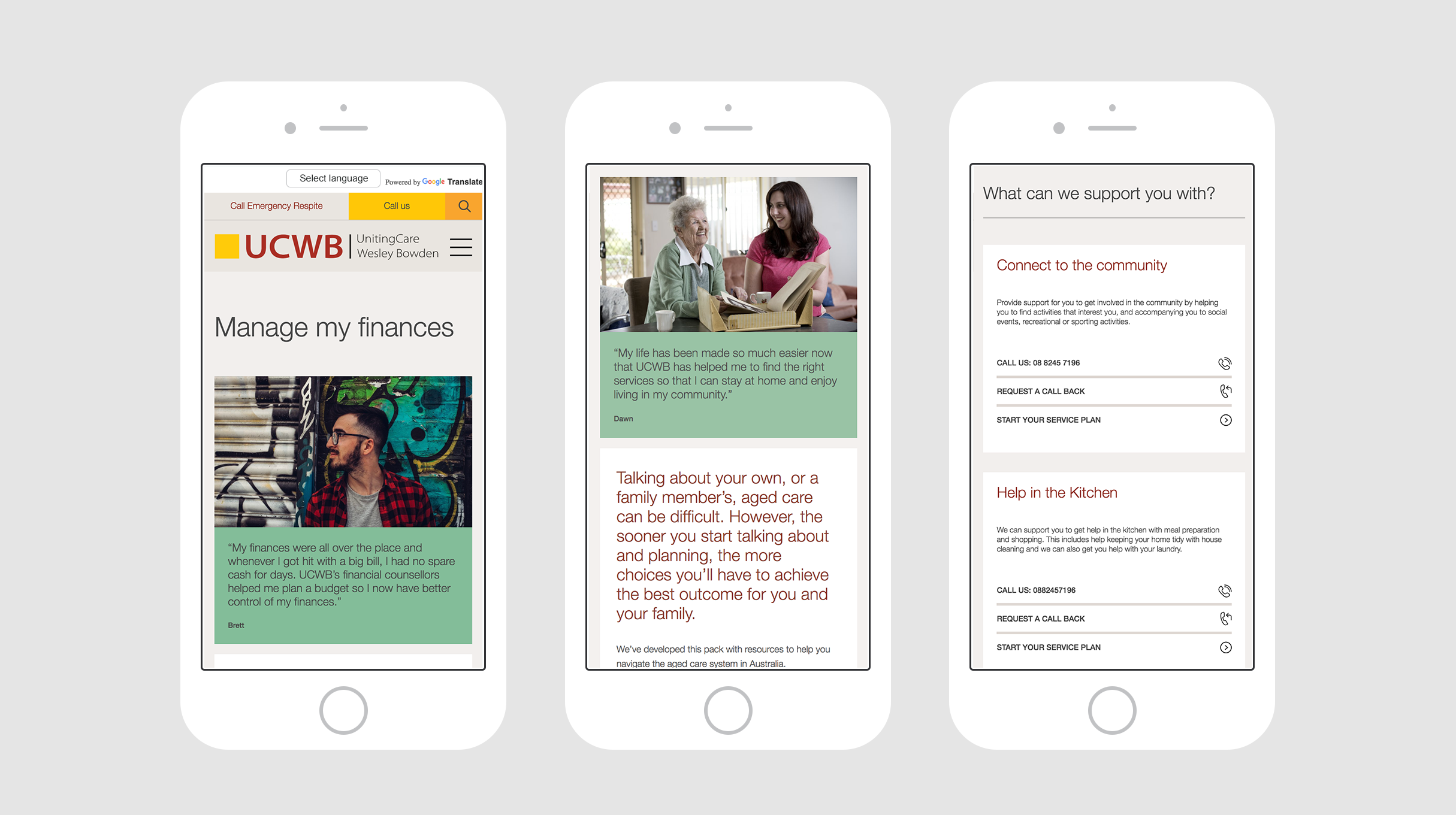 UCWB - Website - mobile views