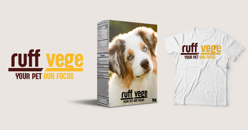 Some mockups of the branding and design work done by one of the work experience students. From left to right: Ruff Vege logo, packaging design and t shirt design.