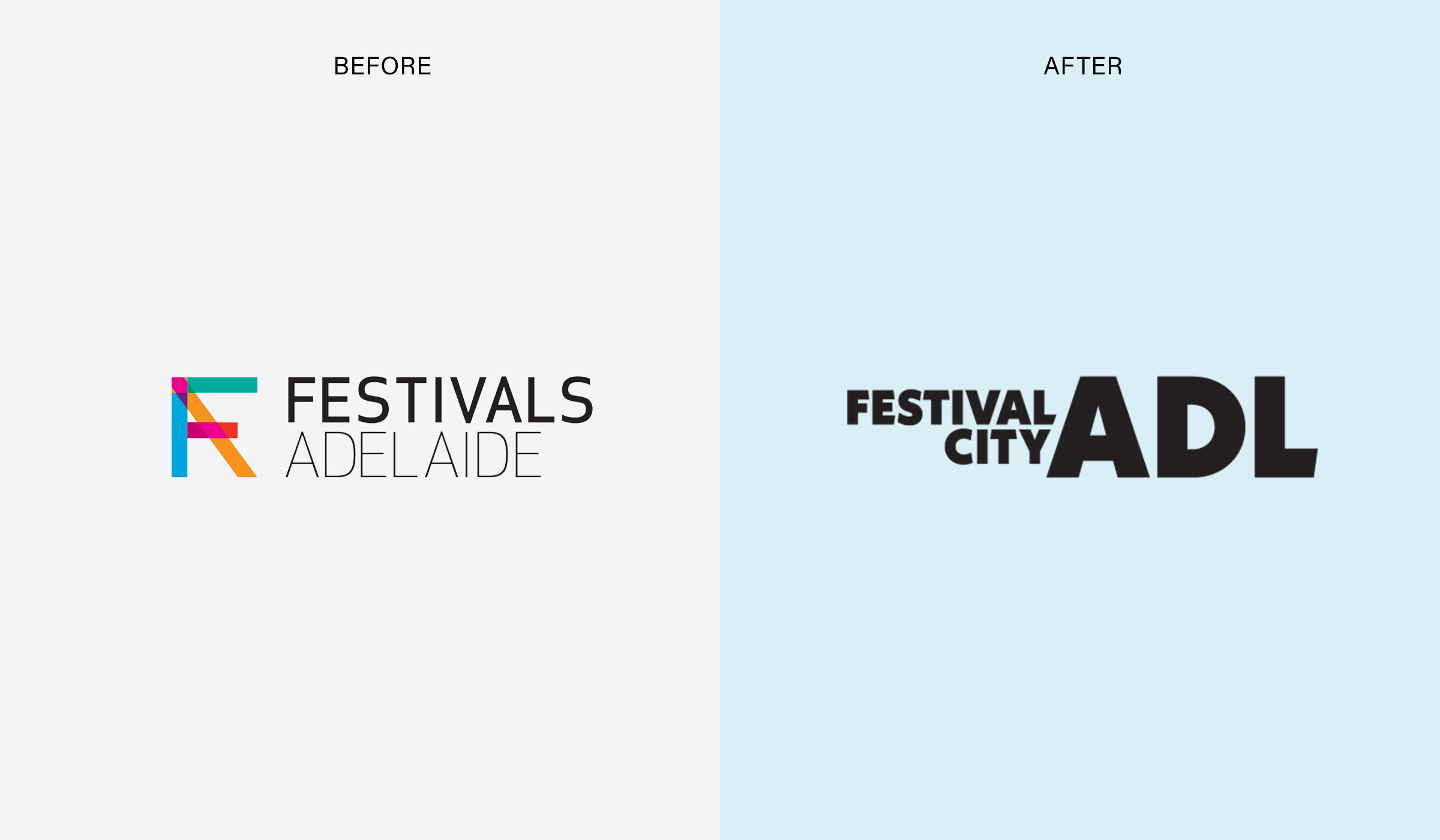 Festival City ADL logo before and after