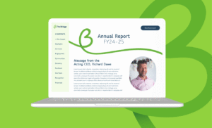 The Bridge annual report macbook mockup
