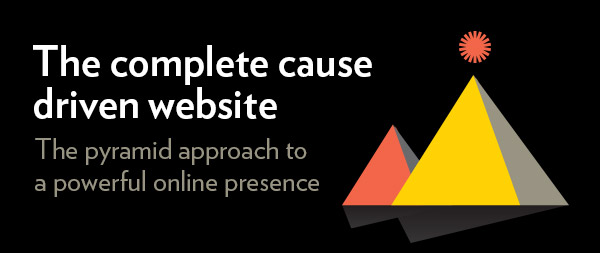 The Cause Driven Website eBook cover image, two stylised pyramids with the sun above