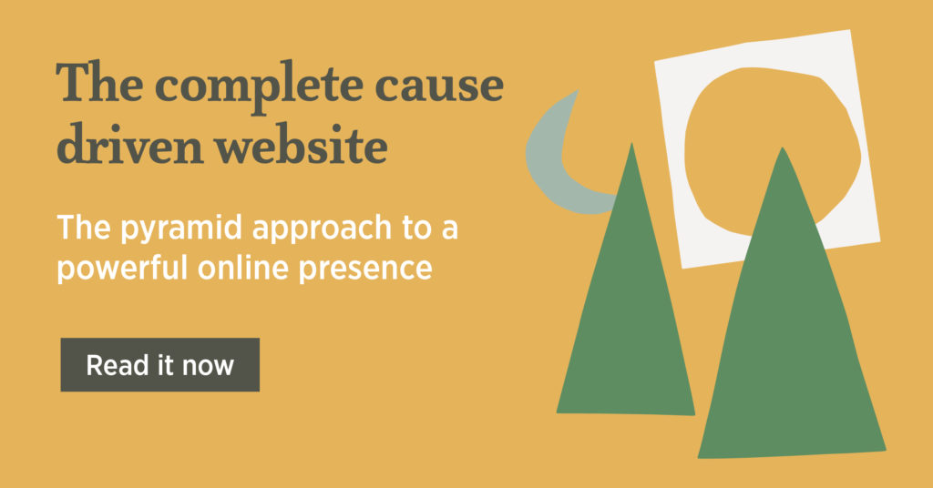 Complete cause driven website ebook call to action button