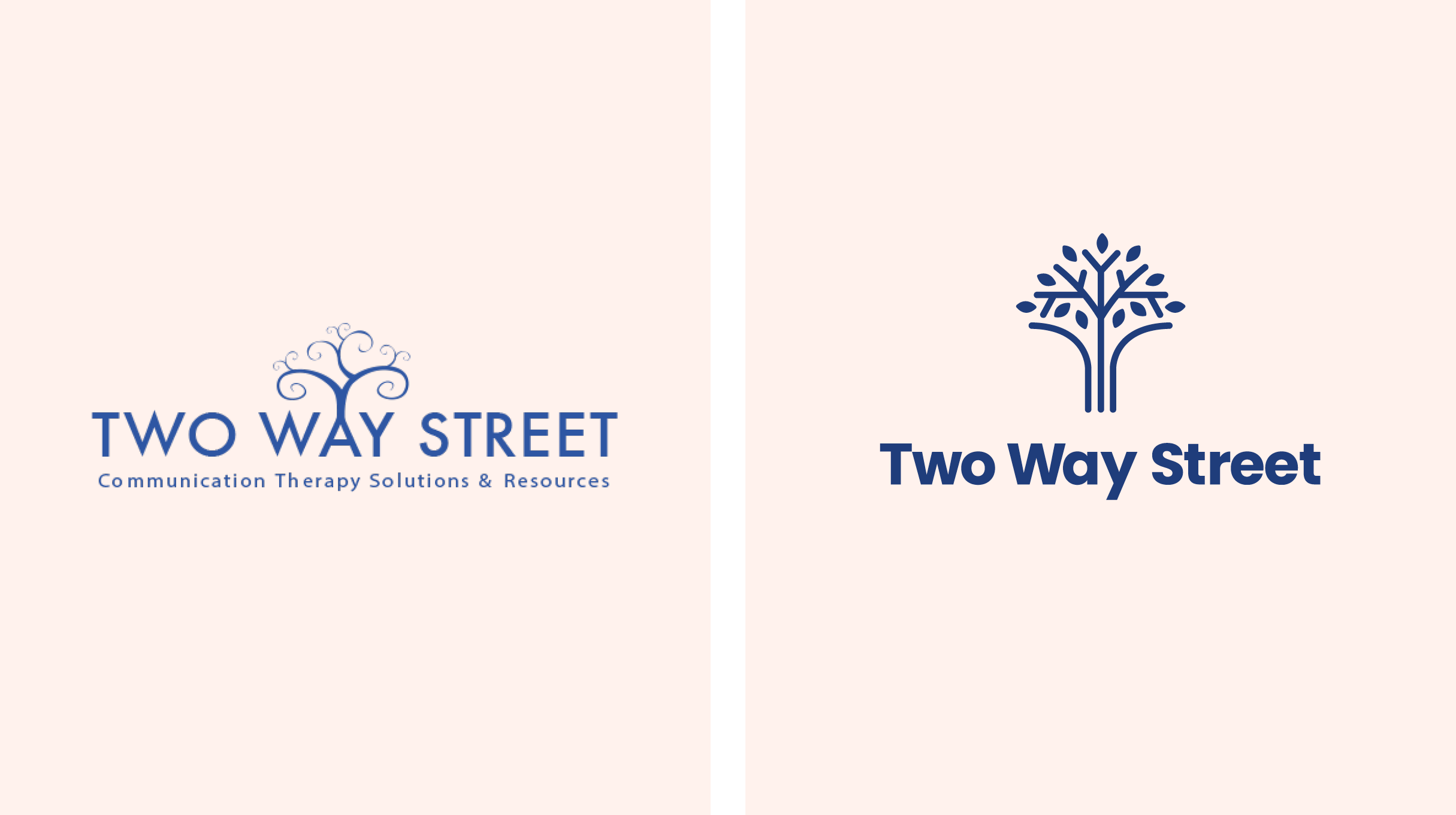Two Way Street logo before and after
