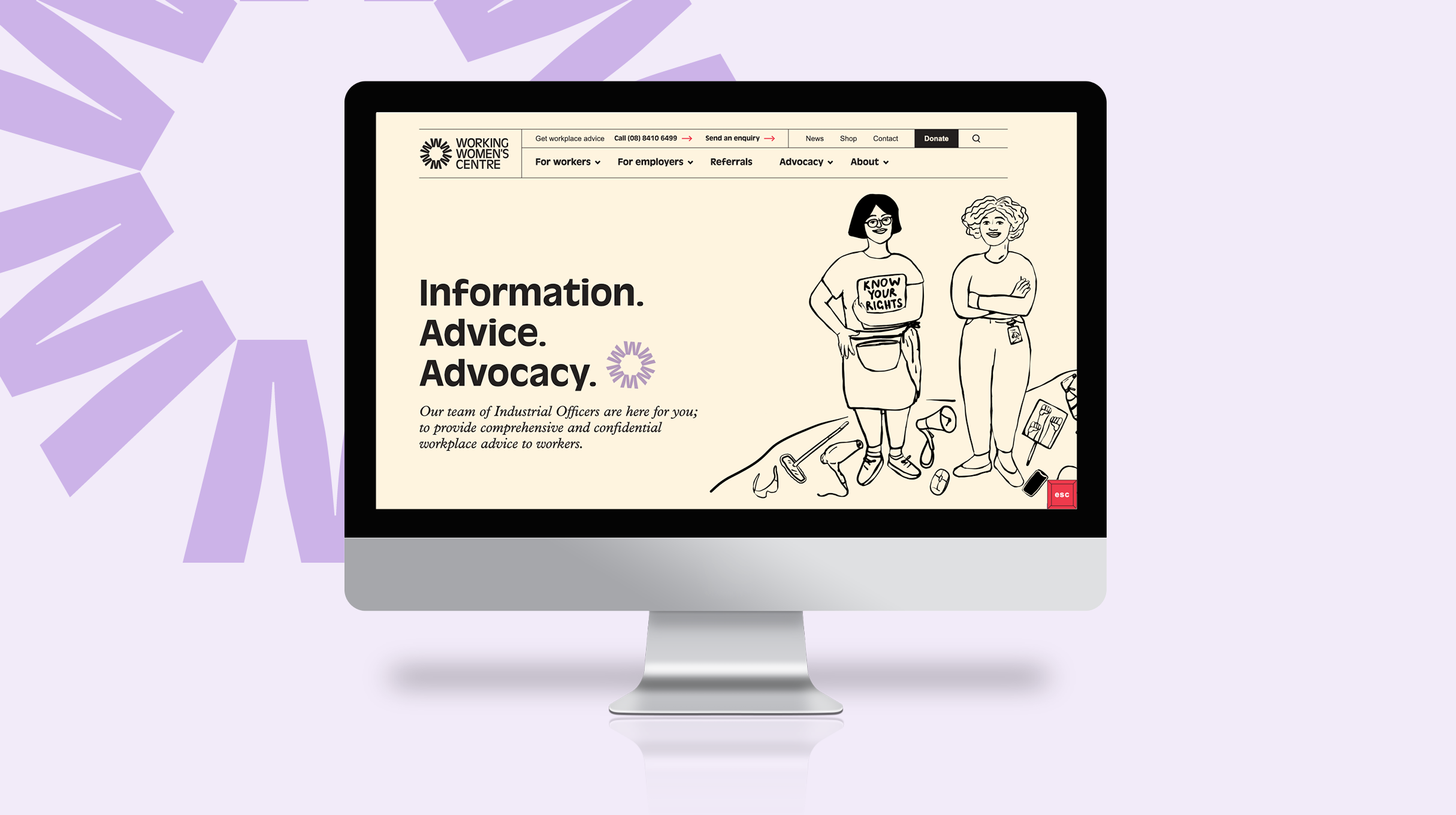 Working Women's Centre website mockup
