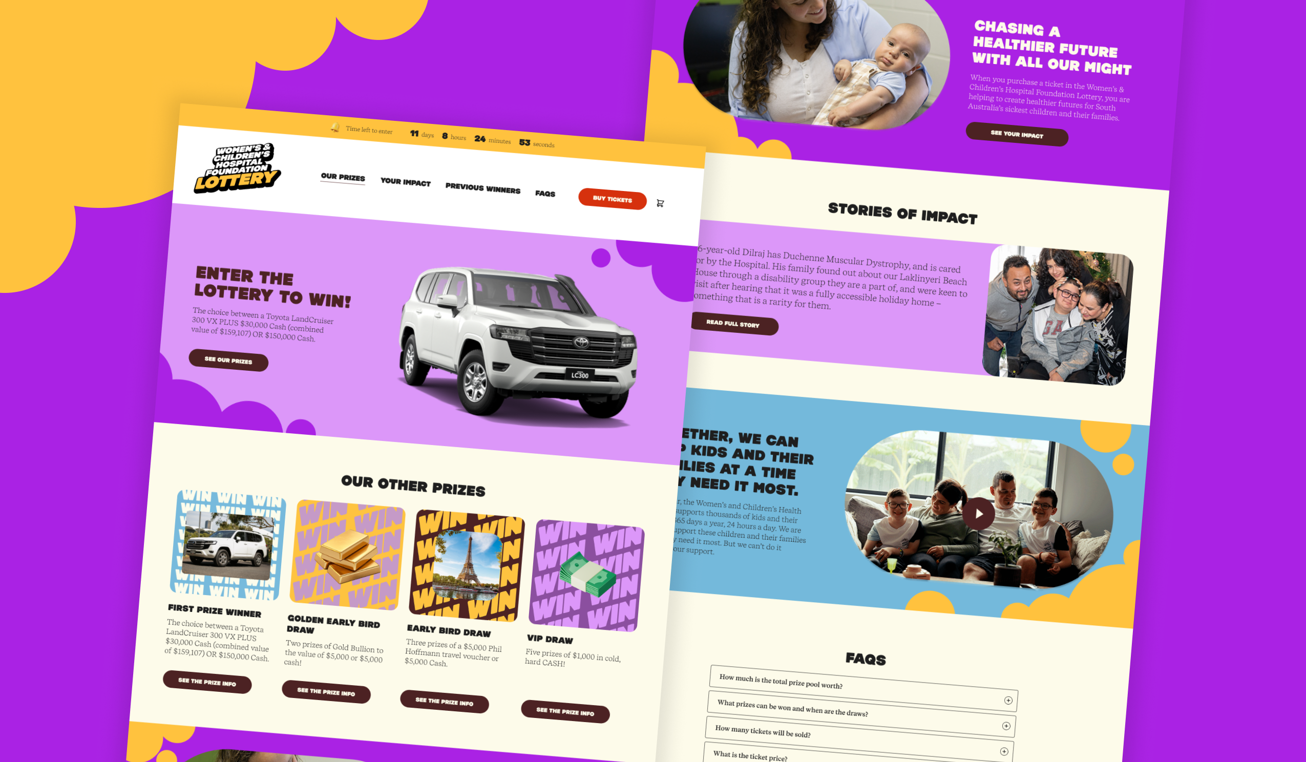 WCH Foundation Lottery homepage mockup